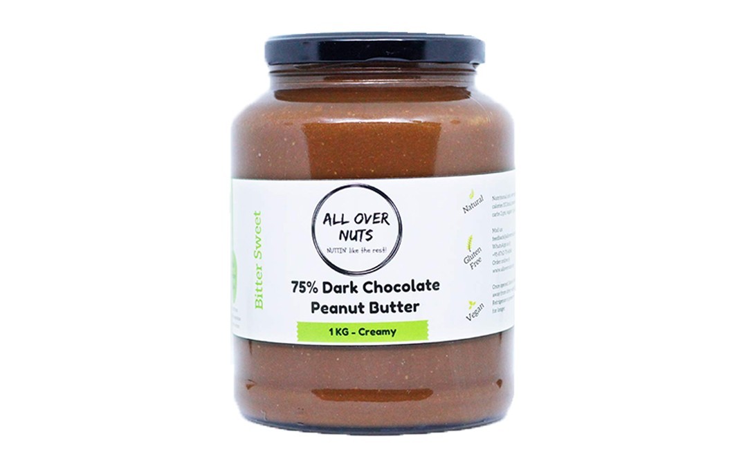 All Over Nuts 75% Dark Chocolate Peanut Butter Creamy   Glass Jar  1 kilogram